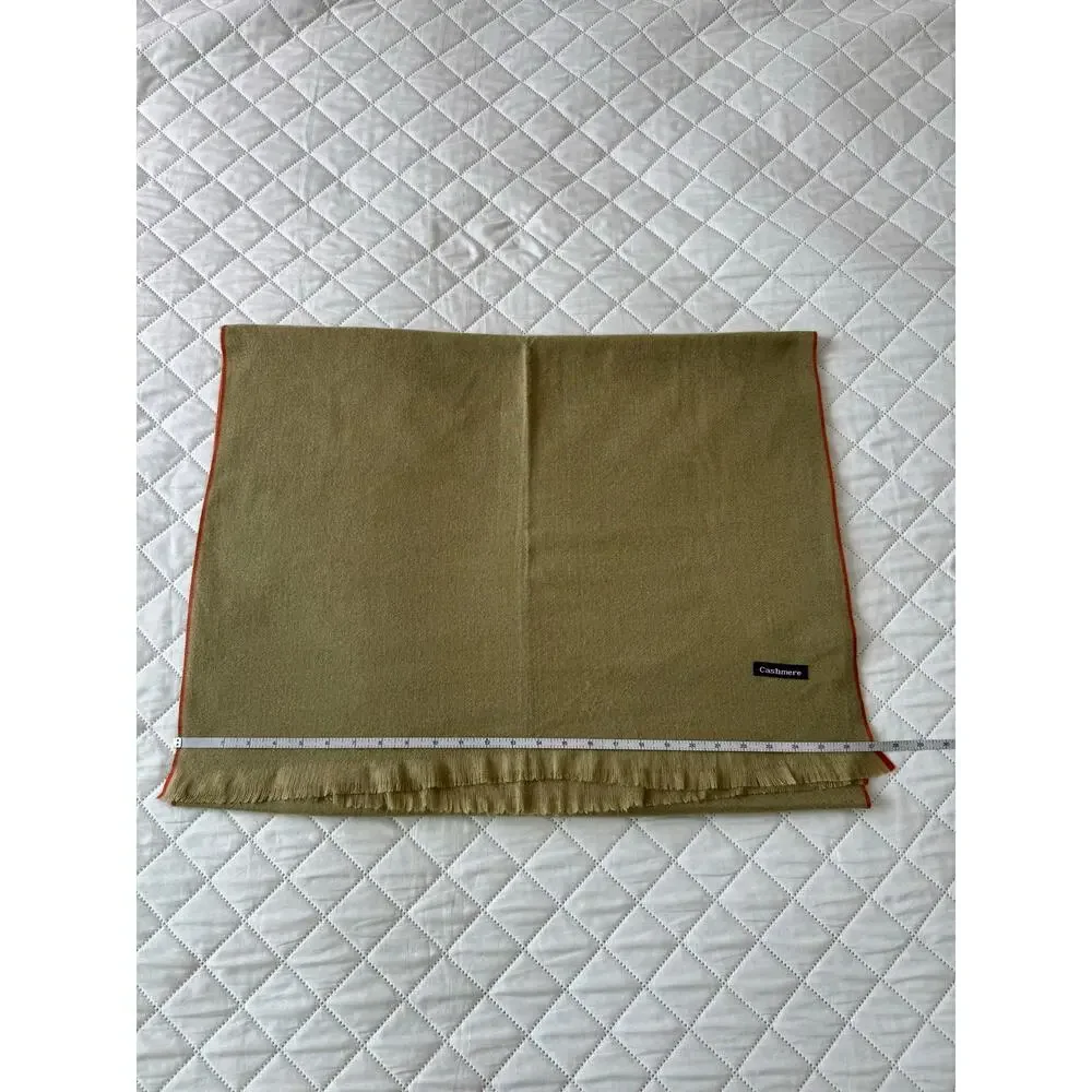 Cashmere Sage Green Fringe Scarf Wrap Shawl Olive Green Soft Winter Unisex